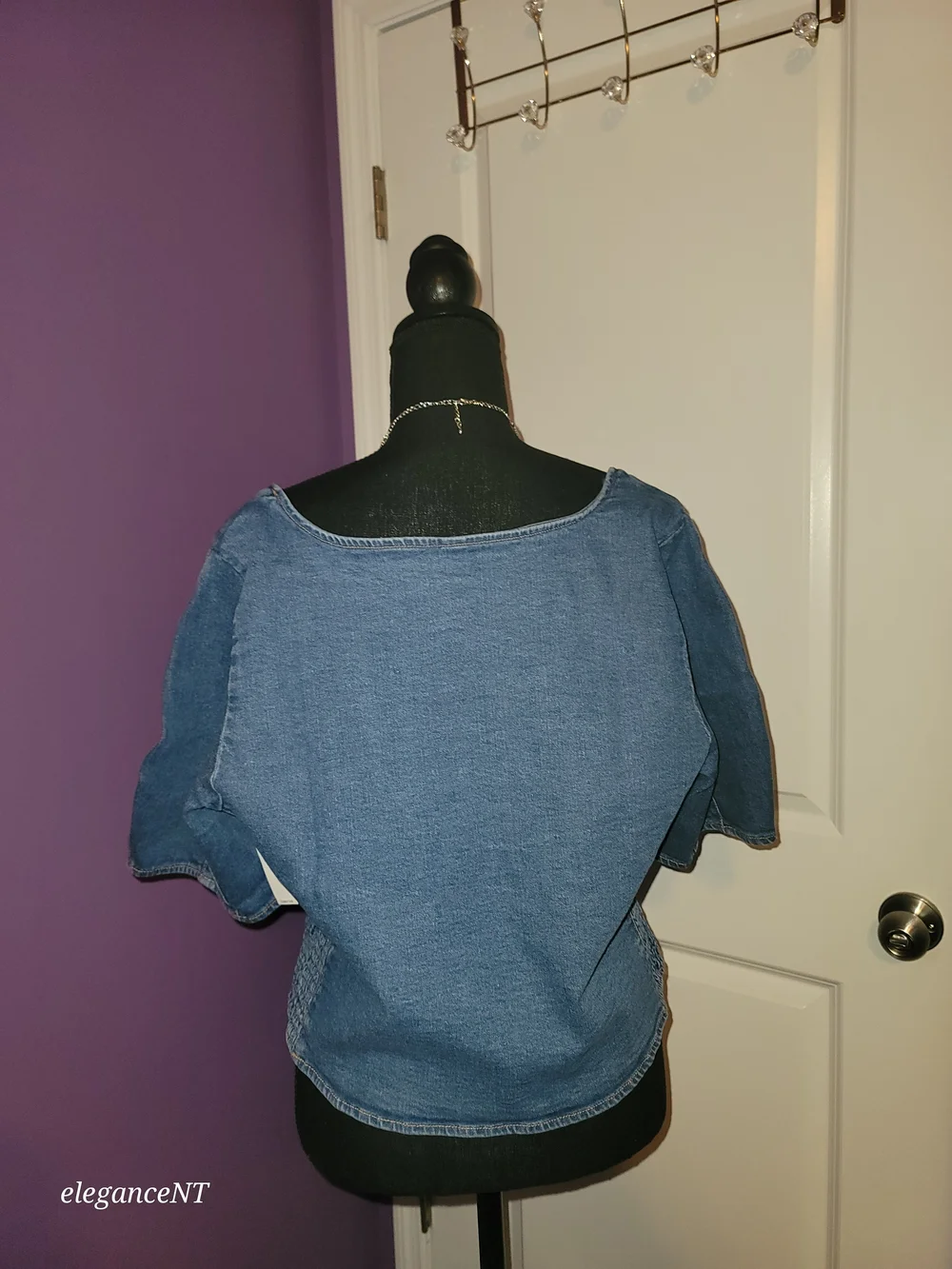 Old Navy Square-Neck Denim Cropped Top Sz: XL NWT - Picture 5 of 7